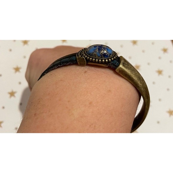 Brass and leather Bracelet with stone - Picture 5 of 7
